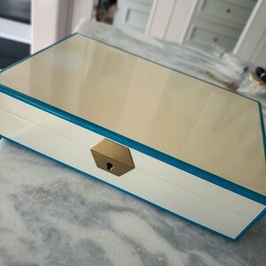 Chic White and Blue Jewelry Organizer Box